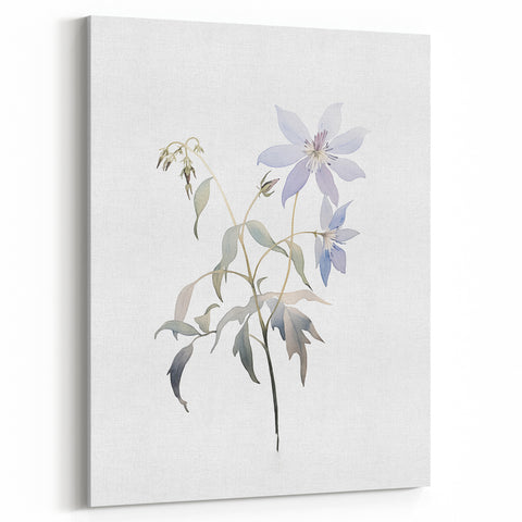 Minimalist Floral Wall Art - Soft Watercolor Flowers in Pale Blue Tones