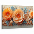 Glam Wall Art – Luxurious Floral 3D Design with Peach and Blue Accents
