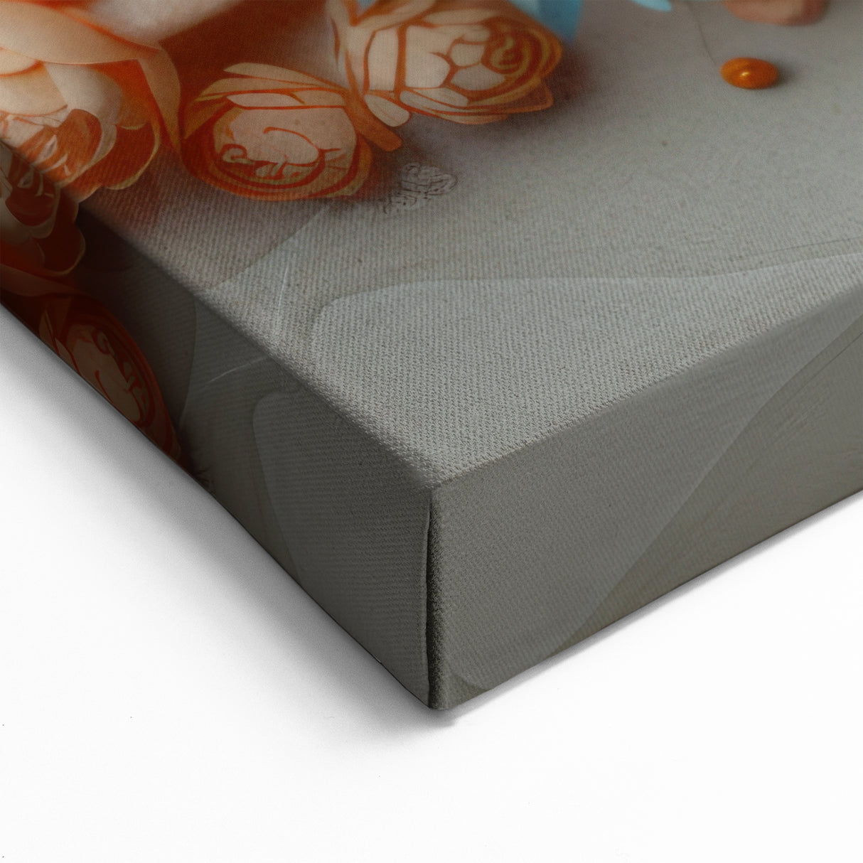 Glam Wall Art – Luxurious Floral 3D Design with Peach and Blue Accents
