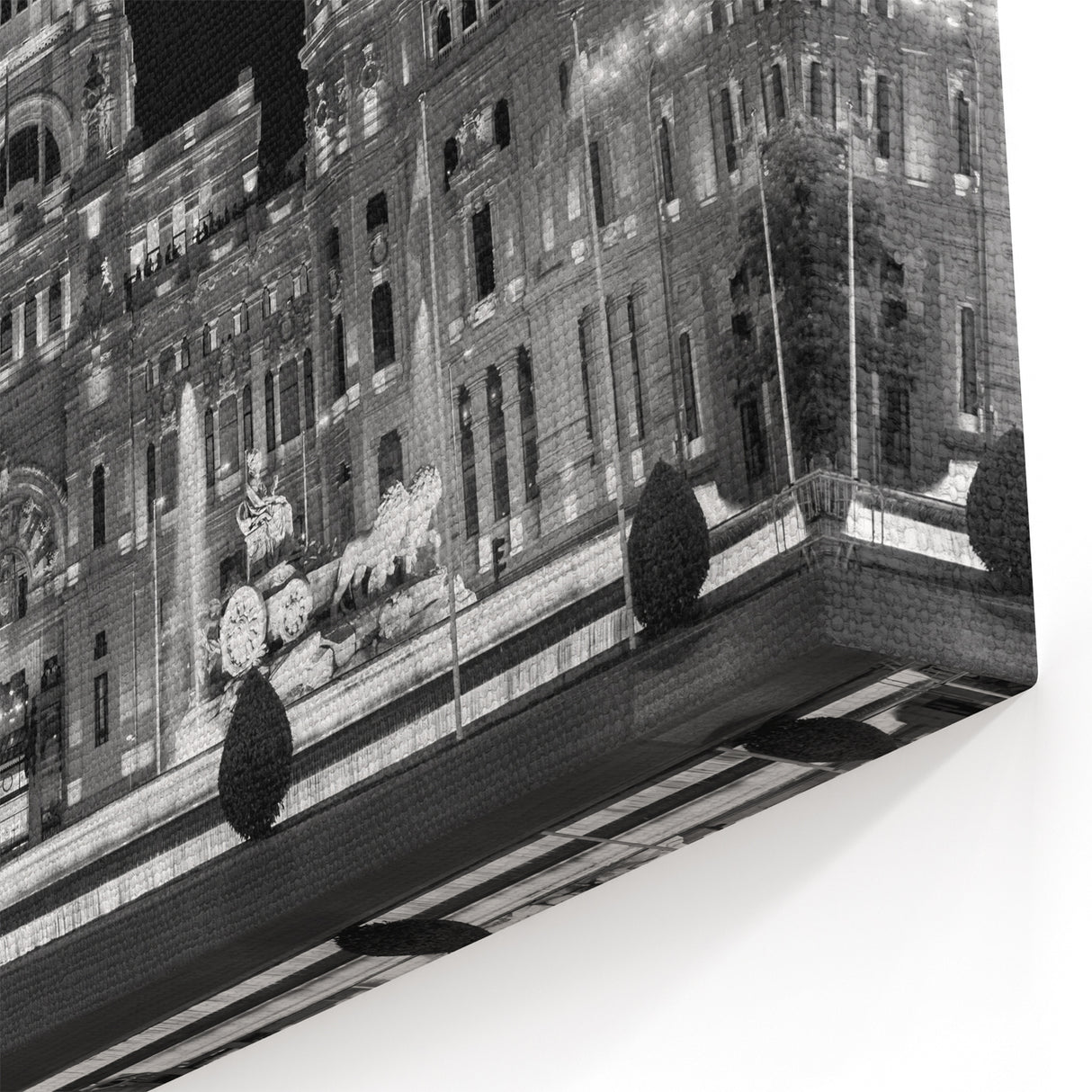 Madrid Architecture Art - Palacio de Cibeles at Night in Black and White