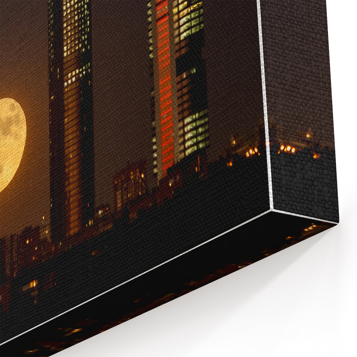 Madrid Skyline Art - Cuatro Torres and Full Moon Cityscape Canvas Print