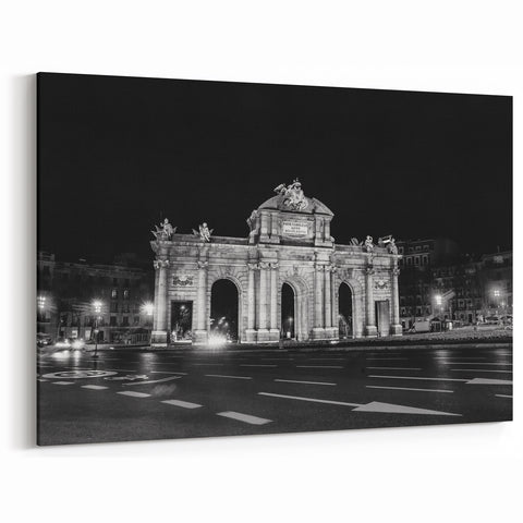 Puerta de Alcalá Madrid Wall Art - Black and White Cityscape Canvas Prints