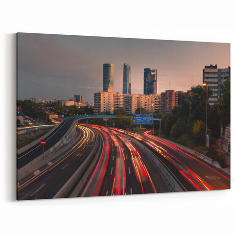 Madrid Night Cityscape Wall Art - Modern Madrid Canvas Prints