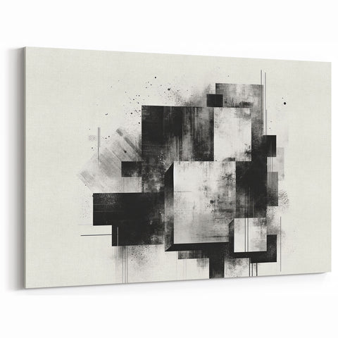 Brutalist Wall Art | Abstract Geometric Black and White Industrial Print