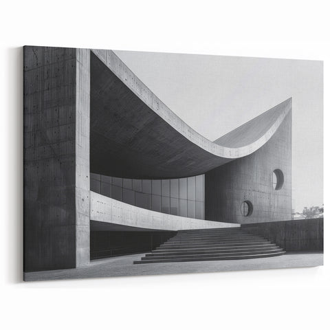Brutalist Wall Art | Curved Concrete Structure Modern Architectural Print