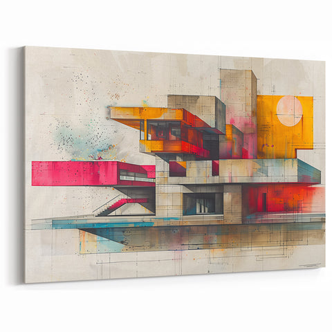 Modern Brutalist Wall Art with Geometric Concrete Forms | Industrial Style