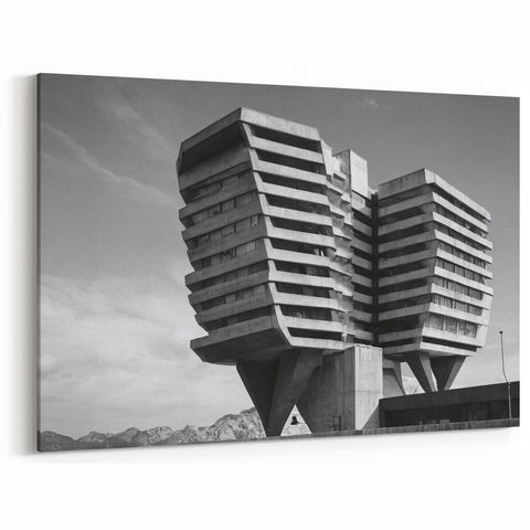 Architectural Brutalist Wall Art | Monochrome Modern Industrial Design