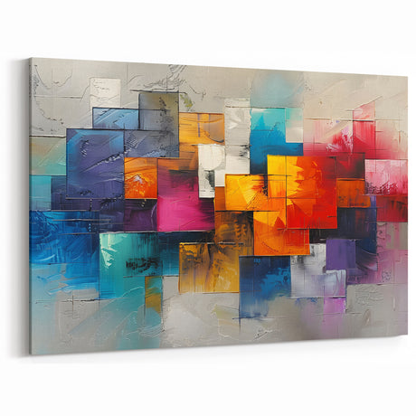 Vibrant Brutalist Wall Art | Colorful Abstract Geometric Industrial Canvas