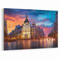 Scenic Madrid Cityscape Art - Sunset Over Gran Vía Canvas Prints