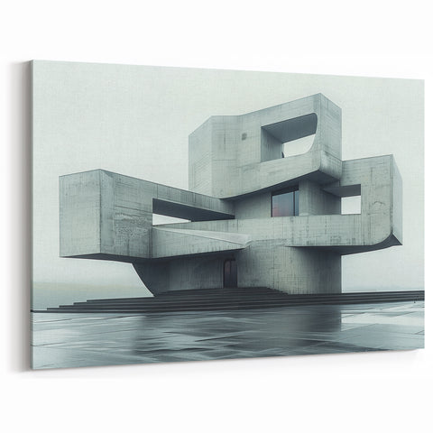Minimalist Brutalist Wall Art | Geometric Concrete Architectural Design