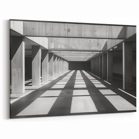 Minimalist Brutalist Wall Art | Geometric Concrete Architecture in Monochrome