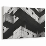 Geometric Brutalist Wall Art | Concrete Architecture in Monochrome