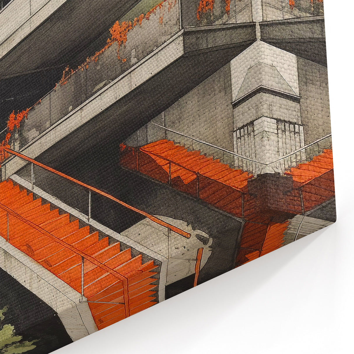 Brutalist Wall Art | Modern Concrete Structure | Industrial Design Canvas