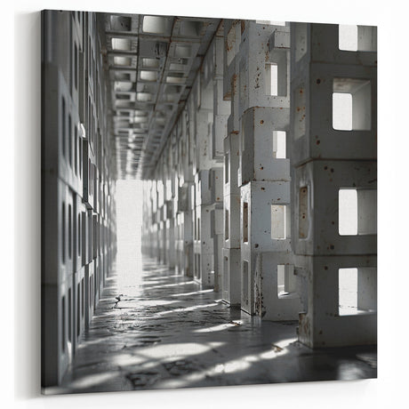 Brutalist Wall Art | Modern Industrial Geometric Tunnel | Concrete Aesthetic