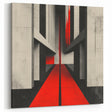 Brutalist Wall Art | Geometric Concrete Structure | Red Abstract Canvas Print