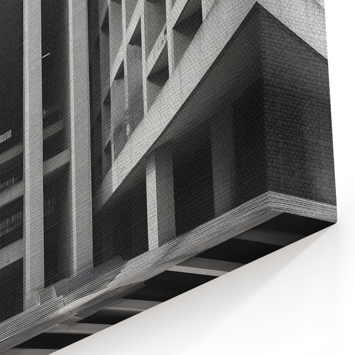 Brutalist Wall Art | Geometric Concrete Architecture | Industrial Canvas
