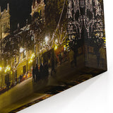 Valencia Cityscape Art - Nighttime Valencia Plaza Christmas Lights Print
