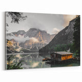 Rustic Mountain Cabin by Lake Wall Art | Farmhouse Decor | Nature Print