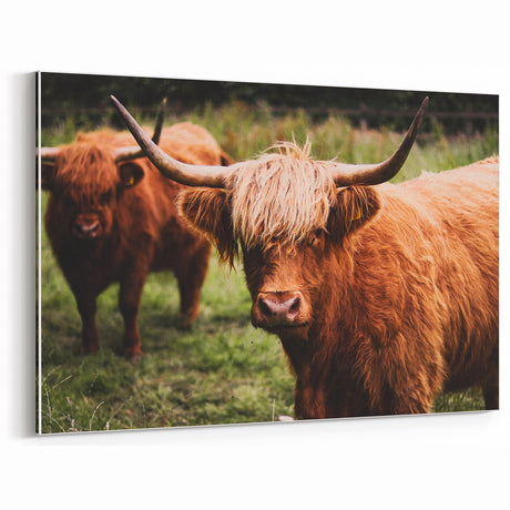Highland Cows Rustic Wall Art | Farmhouse Animal Decor | Vintage Nature Print