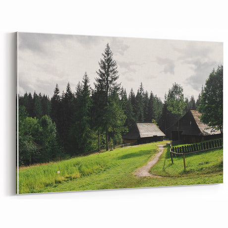 Rustic Forest Cottages Wall Art | Farmhouse Nature Decor | Vintage Print