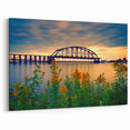 Missouri Landscape Art – St. Louis Bridge with Sunset and Wildflowers