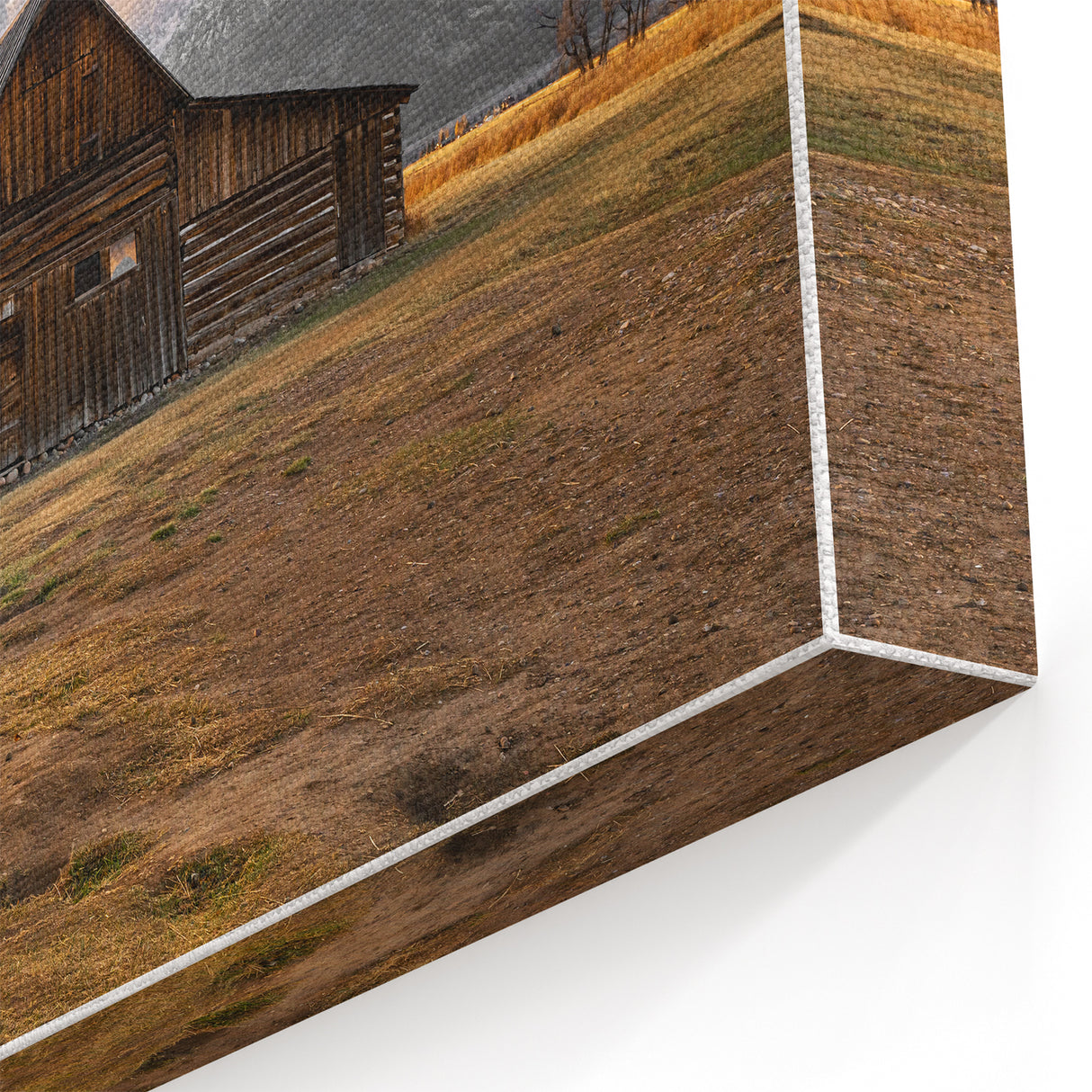 Rustic Barn with Mountain Backdrop | Farmhouse Wall Art | Vintage Landscape