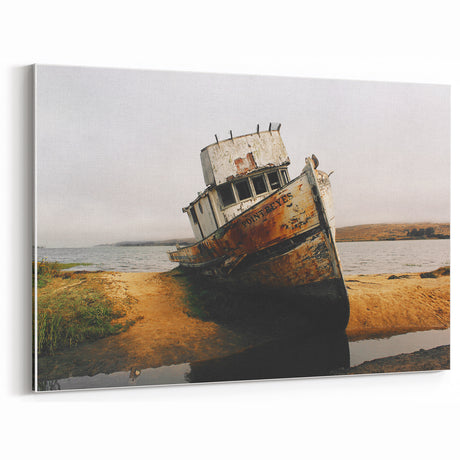 Rustic Shipwreck Wall Art | Vintage Coastal Decor | Point Reyes Print