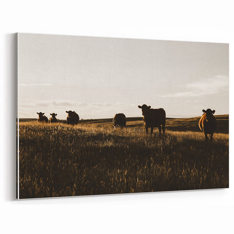 Rustic Cattle Herd Wall Art - Farmhouse Country Landscape Decor