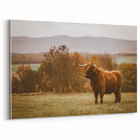 Highland Cow Rustic Wall Art - Farmhouse Nature Decor for Country Homes