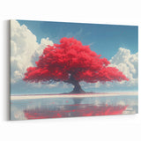 Glamorous Red Tree Wall Art – Luxury Modern Nature-Inspired Decor