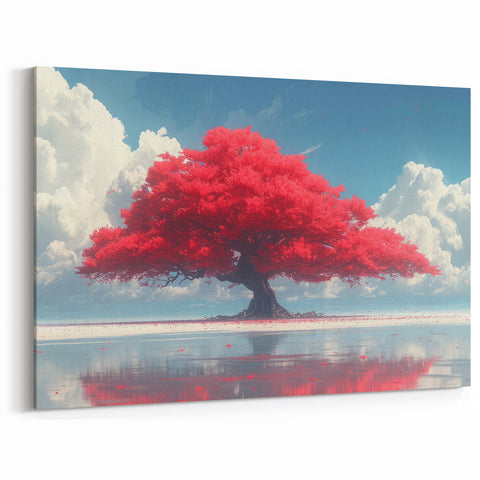Glamorous Red Tree Wall Art – Luxury Modern Nature-Inspired Decor