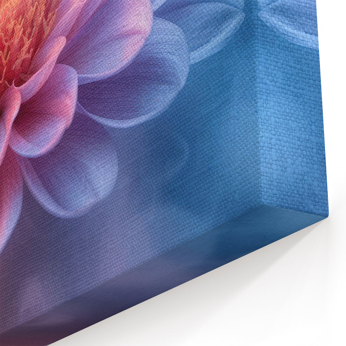 Glamorous Pink and Blue Flower Wall Art – Luxury Modern Botanical Decor