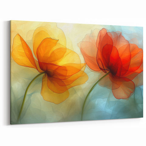 Glamorous Orange and Yellow Flower Wall Art – Luxury Chic Decor