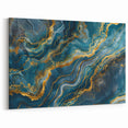 Glamorous Teal and Gold Abstract Wall Art – Luxury Modern Glam Decor