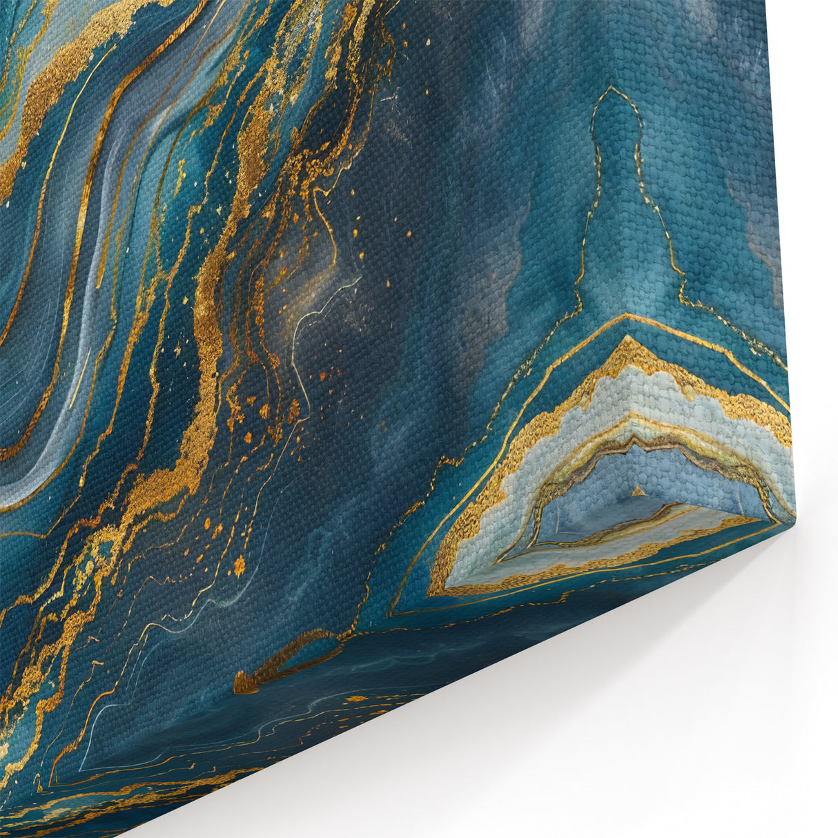 Glamorous Teal and Gold Abstract Wall Art – Luxury Modern Glam Decor