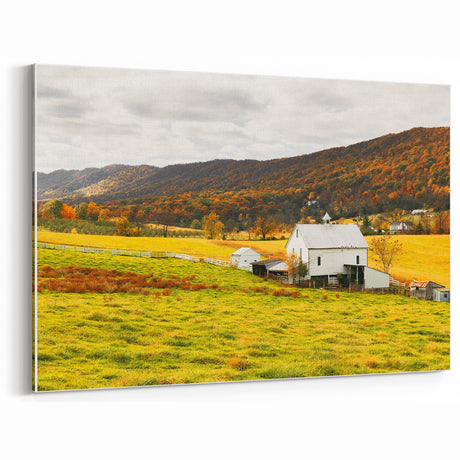 Rustic Farmhouse Barn in Autumn - Vintage Wall Art - Rural Landscape Print