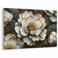 Glamorous Black and Gold Floral Wall Art – Luxury Modern Botanical Decor