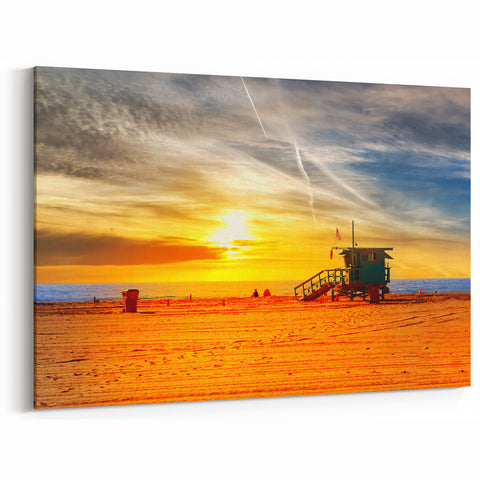 Santa Monica Lifeguard Tower Art - Vibrant Sunset Beach Photography