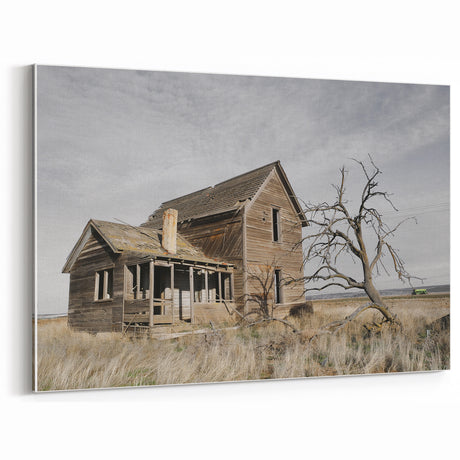 Rustic Abandoned House with Tree - Vintage Wall Art - Farmhouse Decor