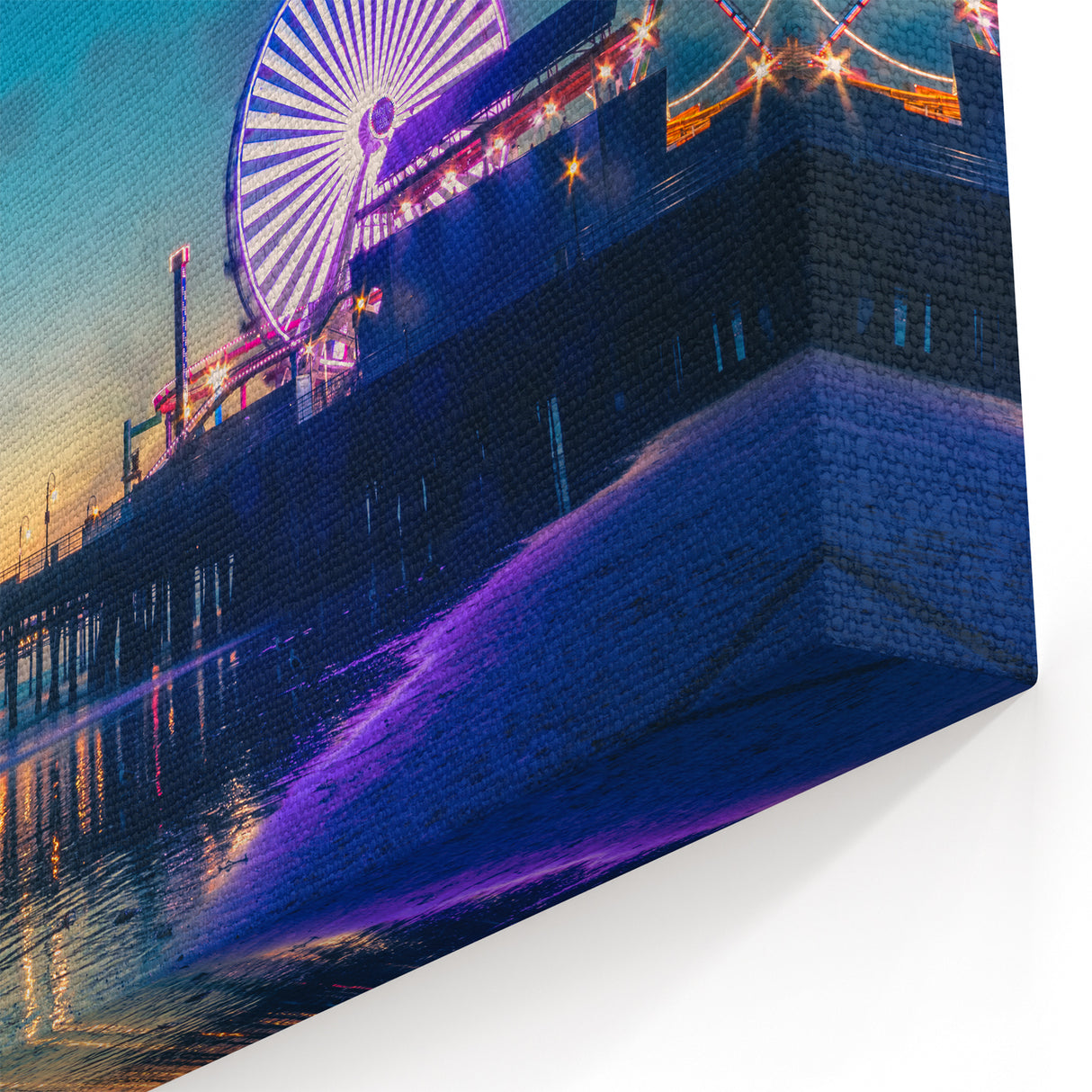 Santa Monica Pier Art - Scenic Ocean View with Twilight Ferris Wheel