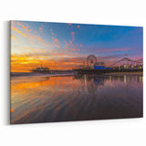 Santa Monica Pier Prints - Coastal Sunset Reflections with Ferris Wheel