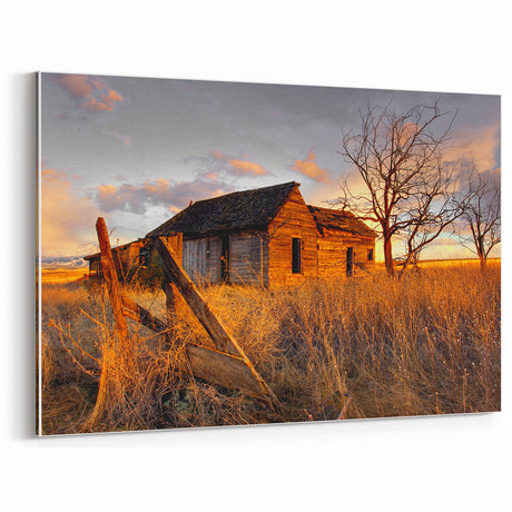 Rustic Abandoned House at Sunset - Vintage Wall Art - Farmhouse Decor