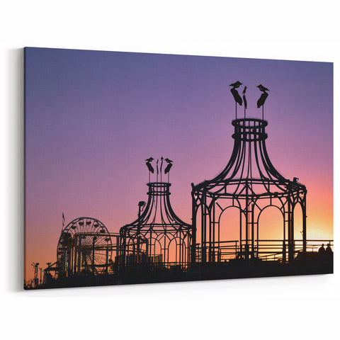 Santa Monica Pier Art - Scenic Silhouettes at Sunset Coastal Photography
