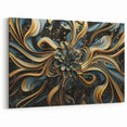 Glamorous Black, Gold, and Teal Floral Wall Art – Luxury Modern Decor