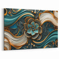 Glamorous Teal and Gold Floral Wall Art – Luxury Modern Decor