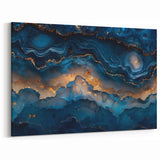 Glamorous Blue and Gold Abstract Wall Art – Luxury Modern Decor