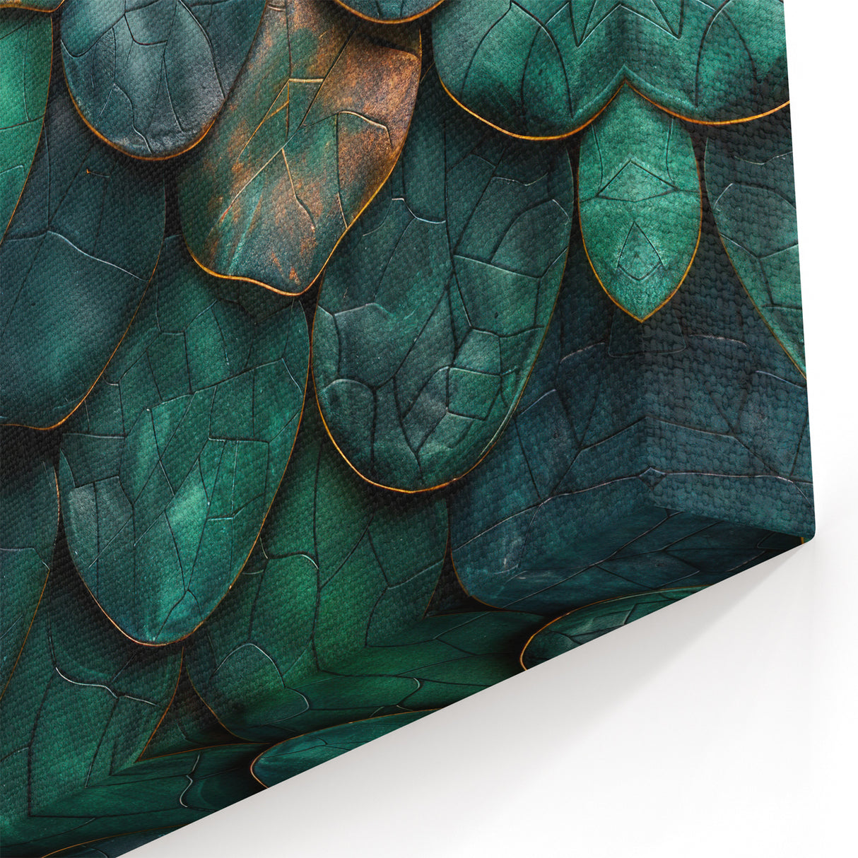 Glamorous Green and Gold Abstract Leaf Wall Art – Luxury Modern Decor