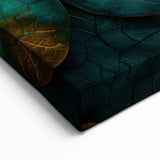 Glamorous Green and Gold Abstract Leaf Wall Art – Luxury Modern Decor