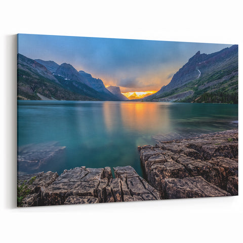 Glacier National Park Wall Art – Scenic Montana Wilderness Sunset Print
