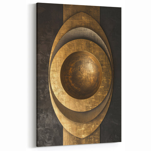 Bold Bronze Geometric Wall Art – Modern Glam Metallic Statement Piece